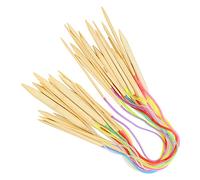 Circular Knitting Needles Set, Knitting Needles Set Double Pointed Knitting Needles Set Unicersal 18Pcs Circular Needle DoublePoint Bamboo Color Flexible Tube Connection Knitting
