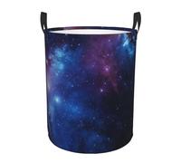 Circular Laundry Basket | Blue & Purple Galaxy | Foldable Laundry Hamper, Waterproof Oxford Cloth Dirty Laundry Basket With Handles, Toy Storage Basket For Bedroom, Bathroom, Office, College Dorms