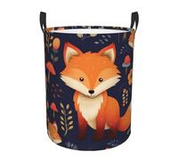 Circular Laundry Basket | Cute Animal Fox Flower | Foldable Laundry Hamper, Waterproof Oxford Cloth Dirty Laundry Basket With Handles, Toy Storage Basket For Bedroom, Bathroom, Office, College Dorms