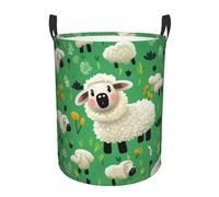 Circular Laundry Basket | Cute Cartoon Sheep | Foldable Laundry Hamper, Waterproof Oxford Cloth Dirty Laundry Basket With Handles, Toy Storage Basket For Bedroom, Bathroom, Office, College Dorms