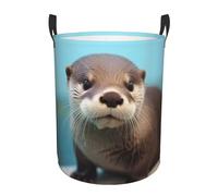 Circular Laundry Basket | Cute Otter | Foldable Laundry Hamper, Waterproof Oxford Cloth Dirty Laundry Basket With Handles, Toy Storage Basket For Bedroom, Bathroom, Office, College Dorms