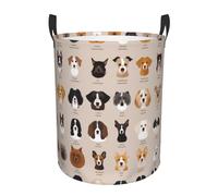 Circular Laundry Basket | Dog Breed | Foldable Laundry Hamper, Waterproof Oxford Cloth Dirty Laundry Basket With Handles, Toy Storage Basket For Bedroom, Bathroom, Office, College Dorms