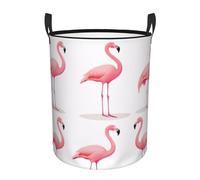 Circular Laundry Basket | Flamingos On White | Foldable Laundry Hamper, Waterproof Oxford Cloth Dirty Laundry Basket With Handles, Toy Storage Basket For Bedroom, Bathroom, Office, College Dorms