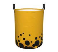 Circular Laundry Basket | Mustard Yellow And Black | Foldable Laundry Hamper, Waterproof Oxford Cloth Dirty Laundry Basket With Handles, Toy Storage Basket For Bedroom, Bathroom, Office, College Dorms