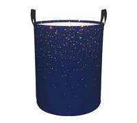 Circular Laundry Basket | Navy Blue Sky And Stars | Foldable Laundry Hamper, Waterproof Oxford Cloth Dirty Laundry Basket With Handles, Toy Storage Basket For Bedroom, Bathroom, Office, College Dorms