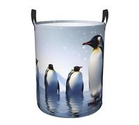 Circular Laundry Basket/Penguin/Foldable Dirty Clothes Storage Hamper, With Handles, Water Resistant, For Bedroom Bathroom Storage Bins 50x40cm
