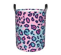Circular Laundry Basket | Pink Lepard | Foldable Laundry Hamper, Waterproof Oxford Cloth Dirty Laundry Basket With Handles, Toy Storage Basket For Bedroom, Bathroom, Office, College Dorms