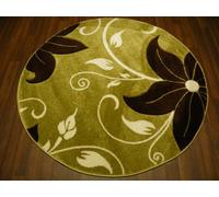 Circular Lily Green/Brown 140x140cm Circle Hand Carved Woven Backed Rugs