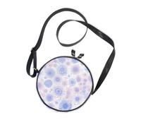 Circular Mandala Flowers in Pastel Colors Round Side Bag Crossbody for Women Practical with Adjustable Strap Small Shoulder Bag Walk the dog Canvas Messenger Purse