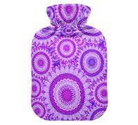 Circular Mandala Hot Water Bottle with Soft Cover Bed Hand Feet Warmer Winter Gift Hot Water Bag for Pain Relief Small