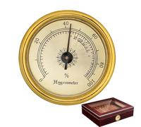 Circular Moisture Meter - Precision Mechanical,Hygro Indicator, modern design Analog Climate Reader | Wooden Instrument Case Tobacco Chest Storage long lasting Accuracy Control Monitoring Devicey