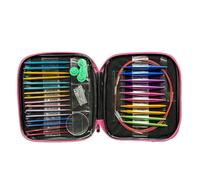 Circular Needles - Ergonomic Knitting Needles, Beginners Circular Crocheting Needle, Funky Colored Metal Set, Pairs Of Aluminum Complete Set For Small Project Sweaters Scarves Hat NSocks Mother Grandm