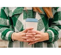 Circular Now Cup - 12oz/340ml Reusable Coffee Cup Made from Recycled Single Use Cups. Insulated and Recyclable. (Cream & Faraway Blue)