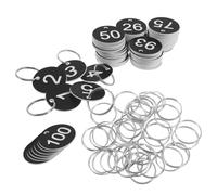 Circular Number Labels ABS Iron Key Tags 100pcs, with Metal Rings