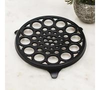 Circular Ornate Cast Iron Trivet in Midnight Black