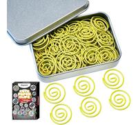 Circular Paper Clips, 60PCS Round Paperclips with Box Funny Cute Paperclips Bookmarks Planner Clips for Fun Office Supplies School Gifts Wedding Decoration Accessories (Yellow)