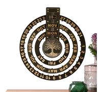 Circular Perpetual Calendar,Wood Perpetual Wall Calendar - Vintage Circular DialKeep Track Of Dates, Days, And Months, Interactive Calendar For Farmhouse Table Top Decor