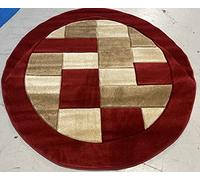 Circular Red/Beige 140x140cm Circle Hand Carved Woven Backed Rugs
