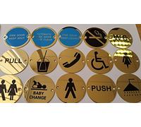 Circular Round Brass Toilets Pub Shop Business Bathroom Door Signs Gold Plate (Automatic Fire Door Keep Clear)