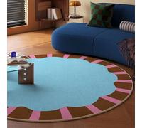 Circular Rug 100Cm Blue Pink Modern Circle Rug Soft and Durable,foldable round rugs,Living Room Non Slip Washable Shaggy Carpet For Home Decor and Room Floor Mat