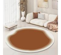 Circular Rug 100Cm Brown Abstract Modern Circle Rug Soft and Durable,foldable round rugs,Living Room Non Slip Washable Shaggy Carpet For Home Decor and Room Floor Mat
