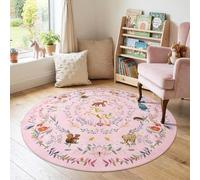 Circular Rug 100Cm Brown Animals Modern Circle Rug Soft and Durable,foldable round rugs,Living Room Non Slip Washable Shaggy Carpet For Home Decor and Room Floor Mat