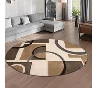 Circular Rug 100Cm Brown Gray Modern Circle Rug Soft and Durable,foldable round rugs,Living Room Non Slip Washable Shaggy Carpet For Home Decor and Room Floor Mat