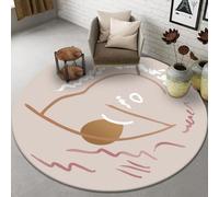 Circular Rug 100Cm Brown Pink Modern Circle Rug Soft and Durable,foldable round rugs,Living Room Non Slip Washable Shaggy Carpet For Home Decor and Room Floor Mat