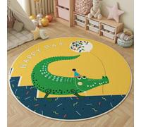 Circular Rug 100Cm Green Crocodile Modern Circle Rug Soft and Durable,foldable round rugs,Living Room Non Slip Washable Shaggy Carpet For Home Decor and Room Floor Mat
