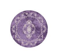 Circular Rug 100Cm Purple And White Modern Circle Rug Soft and Durable,foldable round rugs,Living Room Non Slip Washable Shaggy Carpet For Home Decor and Room Floor Mat