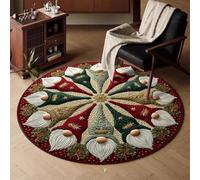Circular Rug 100Cm Red Green Modern Circle Rug Soft and Durable,foldable round rugs,Living Room Non Slip Washable Shaggy Carpet For Home Decor and Room Floor Mat