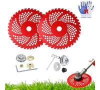 Circular Saw Blade for Weed Trimmers,9-Inch X 36-Tooth Carbide Blade,Brush Cutting Blade for Weed Eat with Universal Adapter Kit, Suitable for Mowing Softwood Hardwood Weeds (2PCS B)