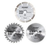 Circular Saw Blades 115mm, HYCHIKA Mini Circular Saw 3 Blades (1 * 24T TCT Saw Blades, 60T HSS Saw Blades; 1 * Grit