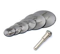 Circular Saw Disc Set, HSS Saw Discs Wheel Cutting Blades with 1/4" Shank Mandrel for Dremel Rotary Tools (22mm, 25mm, 32mm, 35mm, 44mm, 50mm)