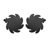 Circular Sonic Blade Stud Earrings for Men Women Stainless Steel Saw Blade Studs Tiny Earrings Jewelry Gift (Black)