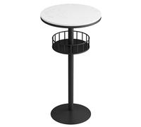Circular Storage Side Table with Marble Top and Metal Frame for Living Room, Bedroom, Kitchen or Bar Use