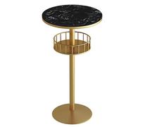 Circular Storage Side Table with Marble Top and Metal Frame for Living Room, Bedroom, Kitchen or Bar Use