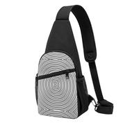 Circular Stripes Casual Sling Bag Crossbody Shoulder Pack,Durable Polyester Chest Bag with Multiple Pockets and Key Holder,Adjustable Strap for Men Women