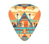 Circular Triangle Architecture printed guitar picks, 12-piece set with thin, medium, and thick styles, comes with a storage case