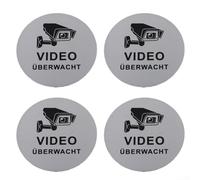 Circular Video Sign Made of Brushed Aluminum 10 cm Diameter for Security Monitoring Placement on Doors Walls and Vertical Supports (4PCS)