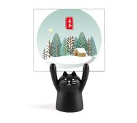Circular Winter Begins Twenty Four Solar Term Memo Holder Cartoon Black Cat Stand Decoration