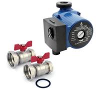 Circulation Pump 25-60 130 6M Head 3 Speed + 2 X 28mm Lever Handle Ball Pump Valves