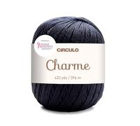 Circulo Charme Cotton Yarn for Crochet and Knitting - 100% Mercerized Brazilian Virgin Cotton (Pack of 1 Ball) - Black Yarn, 5.3 oz, 433 yds - Sport (8990)