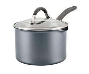 Circulon A1 Series with ScratchDefense Technology Nonstick Induction Straining Sauce Pan with Lid, 3 Quart, Graphite