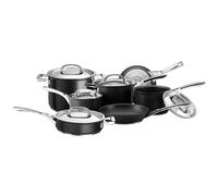 Circulon Infinite Induction Hob Pan Set - 7 Piece Non Stick Pots and Pans Set with Stainless Steel Lids & Handles, Premium Dishwasher Safe Cookware, Black