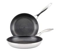 Circulon Clad Stainless Steel Frying Pans/Skillet Set with Hybrid SteelShield and Nonstick Technology, 10 Inch and 8.5 Inch, Silver