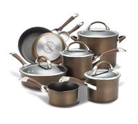 Circulon Dishwasher Safe Hard Anodized Nonstick Cookware Pots and Pans Set, Aluminum, Chocolate, 11-Piece