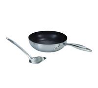 Circulon SteelShield Stainless Steel Frying Pan 24cm with Slotted Turner - Induction Frying Pan with Hybrid Non Stick, Metal Utensil Safe, Oven & Dishwasher Safe Cookware
