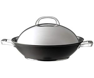 Circulon Infinite Induction Wok Non Stick 36cm - Large Wok with Stainless Steel Lid, Base & Handles, Premium Dishwasher Safe, Heavy Gauge Hard Anodised Cookware, Black