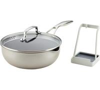 Circulon Infinity Pan with ScratchDefense 24cm (2.8L) Non Stick Cookware, Induction Suitable, Dishwasher Safe with Multipurpose Tool Holder and Lid, Multipan, Metal Utensil Safe - Platinum